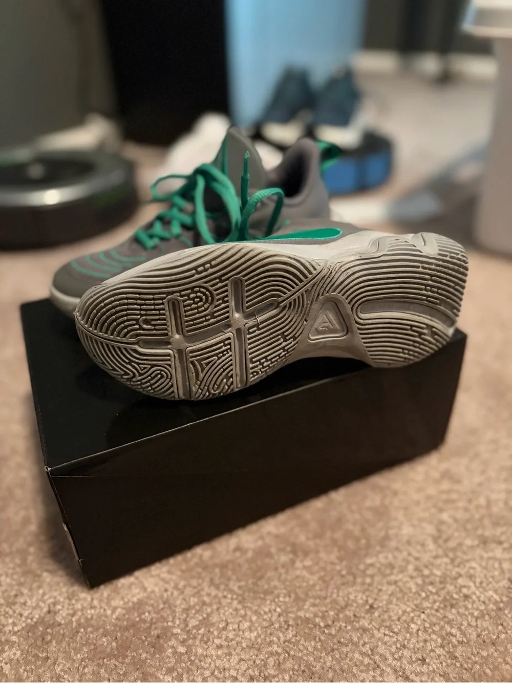 Nike Kids Gray Sneakers with Teal Accents